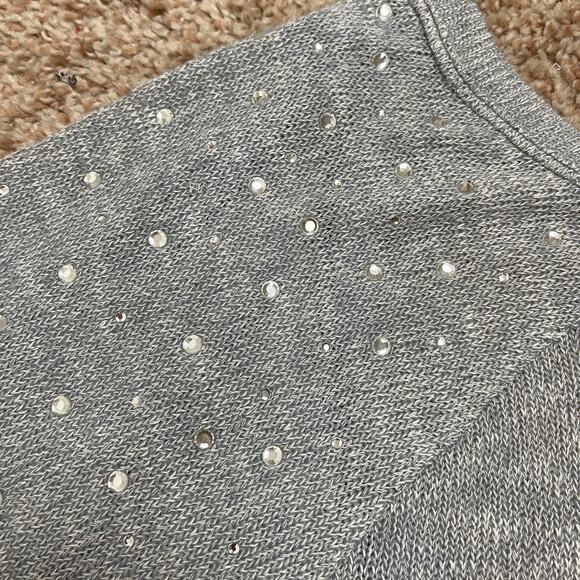Victoria’s Secret PINK Light Gray Scoop Back Rhinestone Bling Slouchy Sweater XS - Picture 9 of 16